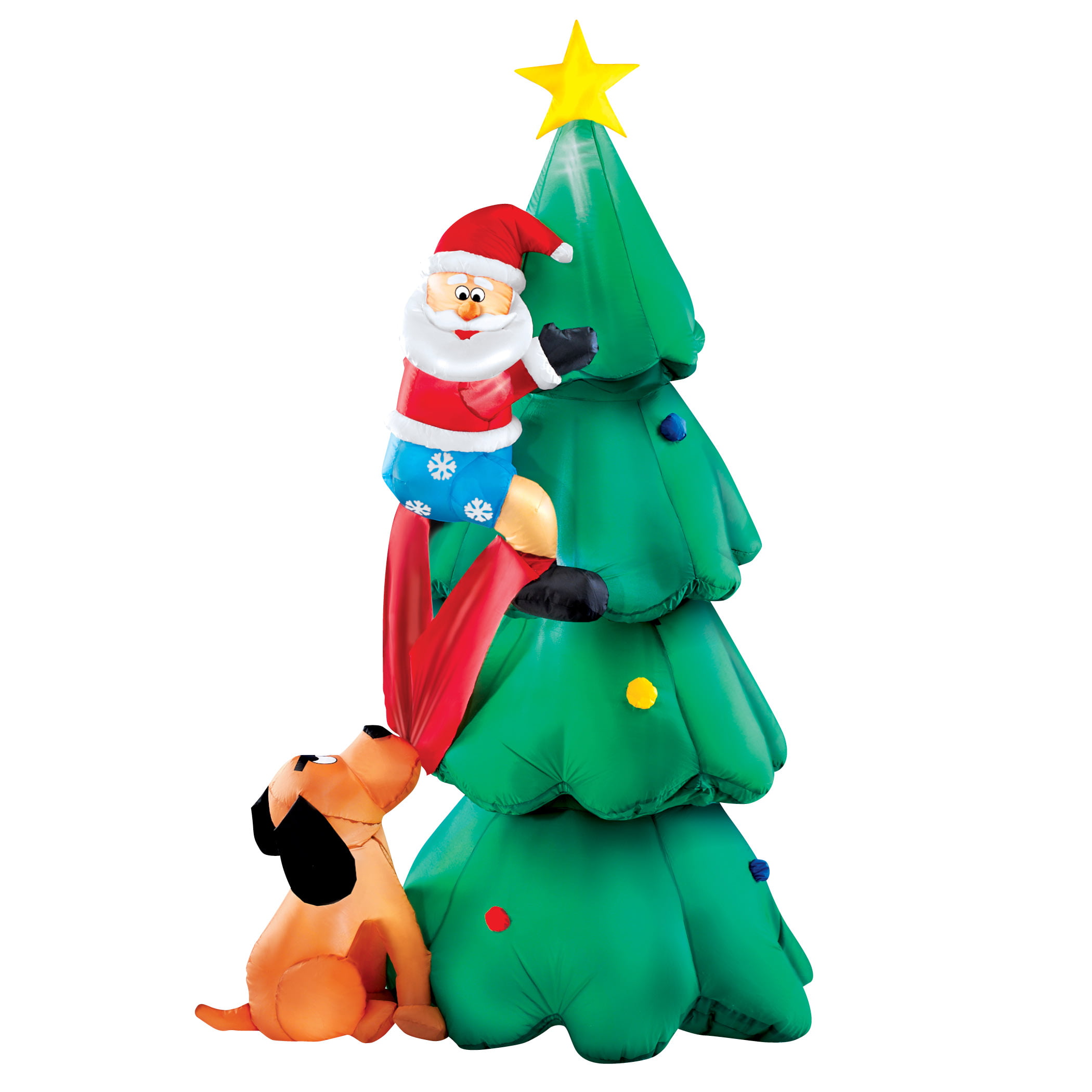 Garden Decoration 105 CDL 6ft Giant Size Inflatable Christmas Tree with Santa Chased by Dog for Yard 