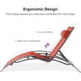 thumbnail image 5 of PURPLE LEAF Patio Chaise Lounge Chair Set with 2 Side Table Outdoor Pool Adjustable Recliner Chairs for Outdoor Beach Poolside Sunbathing Tanning Lounger，Coral Red, 5 of 8