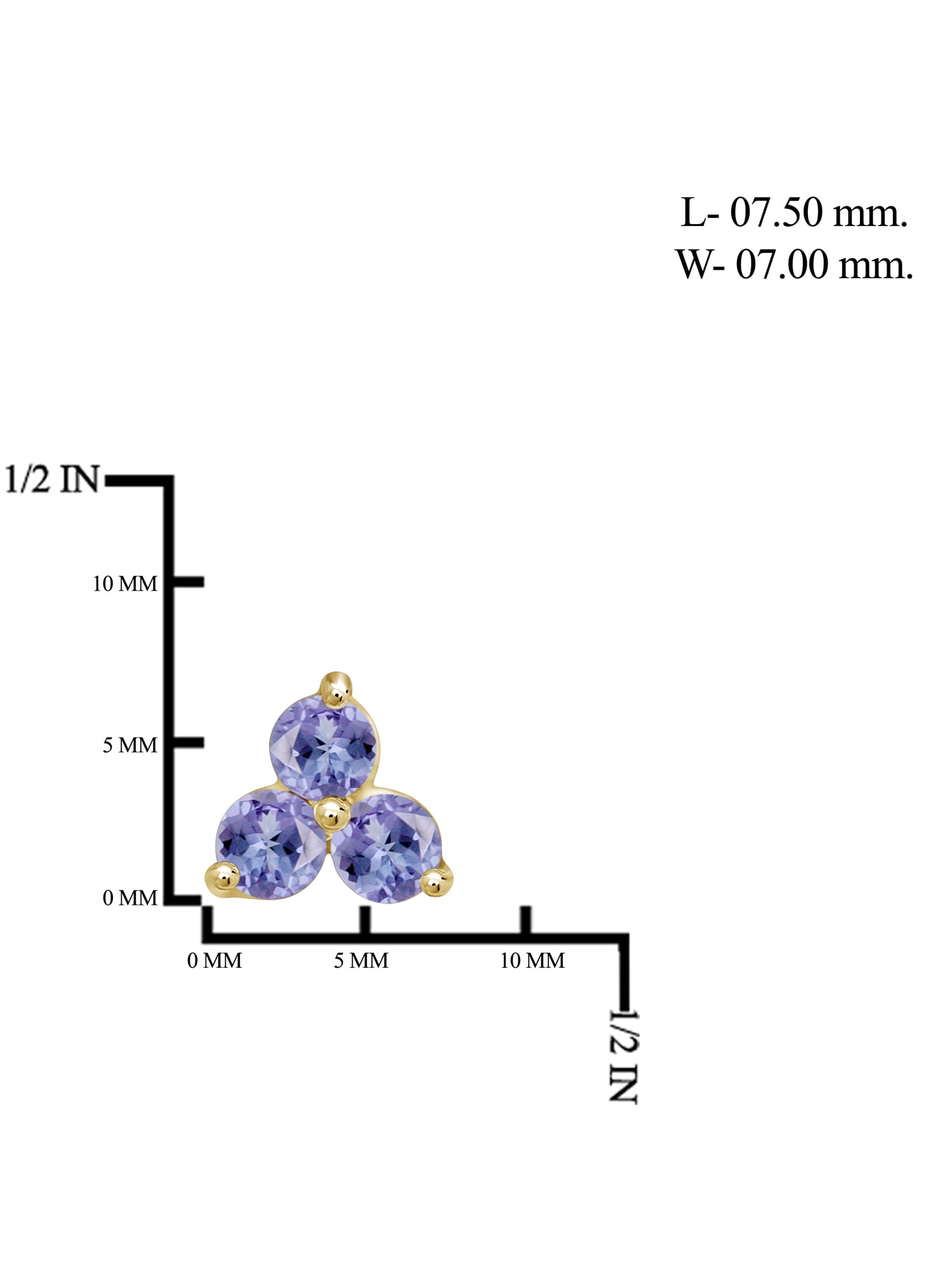 JewelersClub 0.75 CTW Tanzanite Stud Earrings – 14K Gold Plated Silver | Hypoallergenic Studs for Women - Round Cut Set with Push Backs