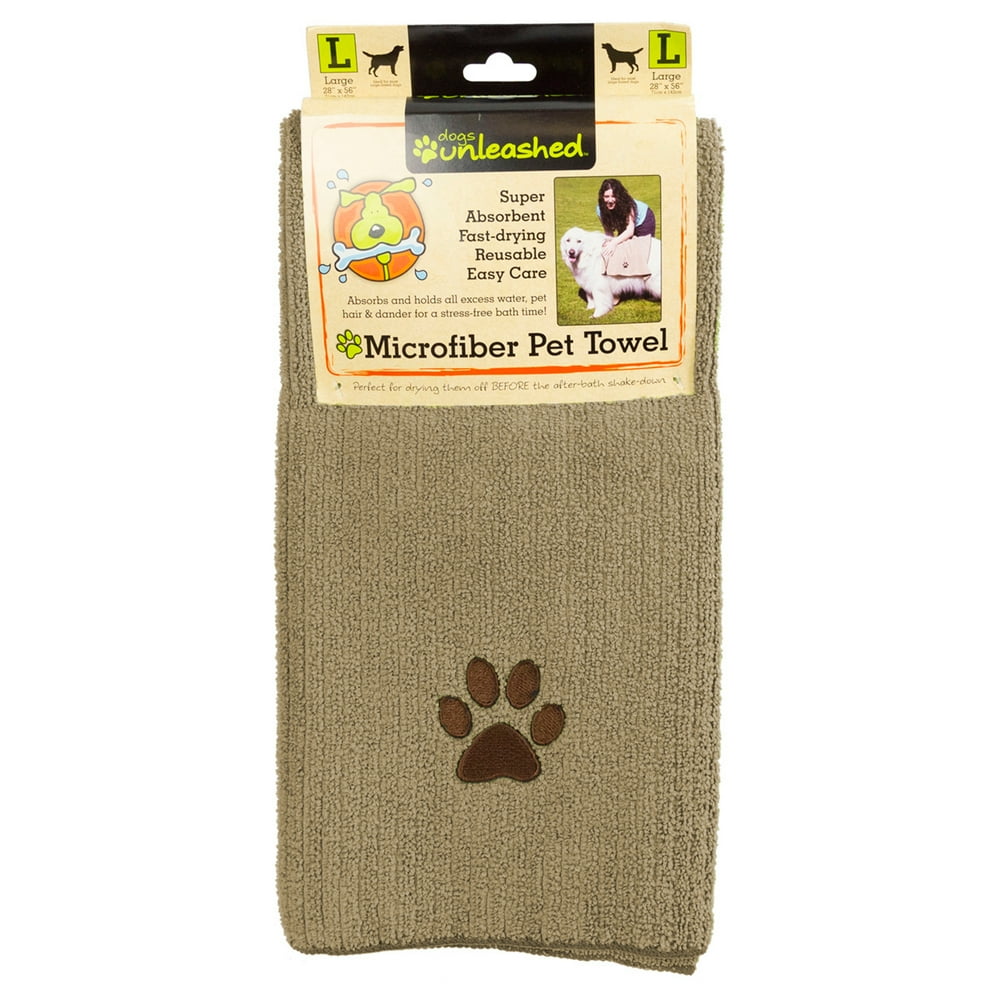 Dogs Unleashed Large Microfiber Pet Towel, Beige