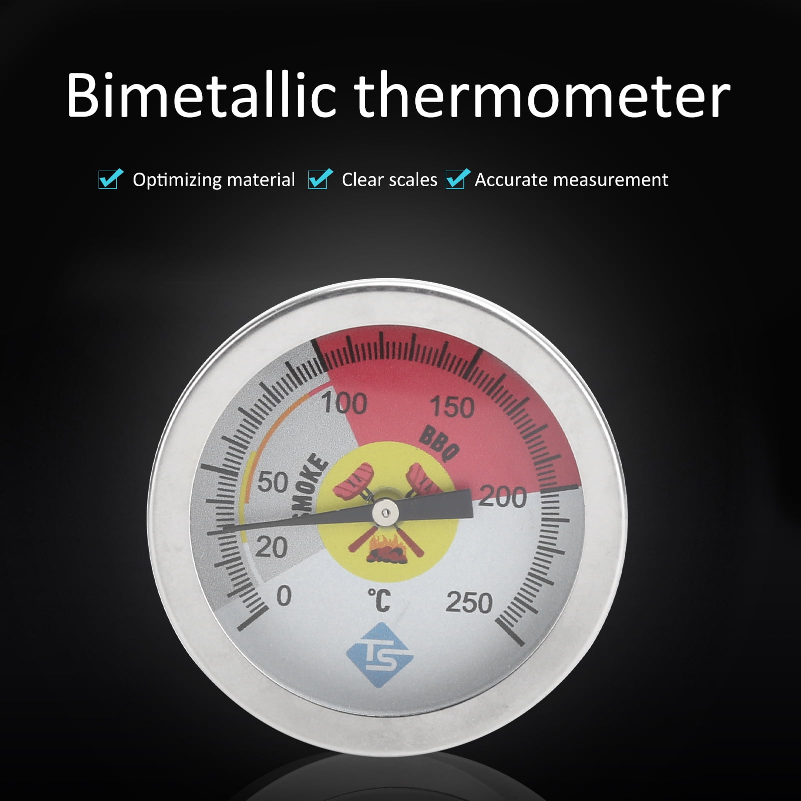 Oven Thermometer, 0-250 degrees Celsius  Durable Stainless Steel Grill Thermometer  For Petroleum For Food