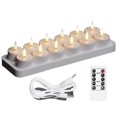 thumbnail image 1 of Rechargeable Tea Light Candles, 12 Rechargeable Candles with Remote Control Charging Base, LED Flame, 1 of 5