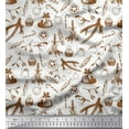 thumbnail image 1 of Soimoi Brown Cotton Jersey Fabric Candies,Bell & Baubles Christmas Print Fabric by the Yard 58 Inch Wide, 1 of 3