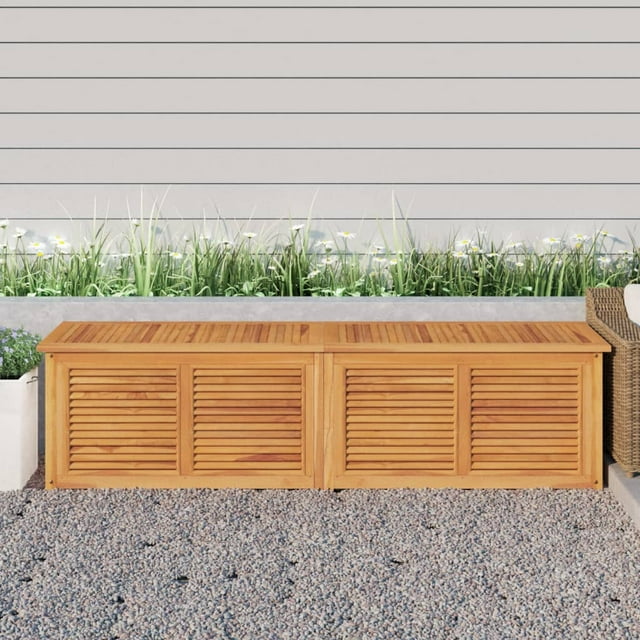 vidaXL Boîte de Rangement de Jardin avec Sac 200x50x53 cm Bois Massif Teck