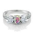 thumbnail image 2 of Gem Stone King 925 Sterling Silver 3-Stone Ring Mystic Topaz Moissanite(2.12 Cttw) (Size 6), 2 of 4