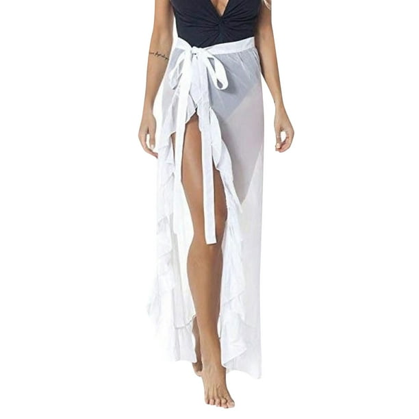AMILIEe Women Swimsuit Beach Bikini Cover Up Wrap Scarf Solid See ...