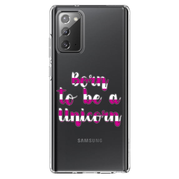 DistinctInk Clear Shockproof Hybrid Case for Galaxy Note 20 ULTRA (6.9" Screen) - TPU Bumper Acrylic Back Tempered Glass Screen Protector - Born to be a Unicorn