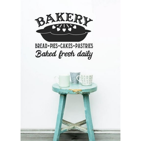Bakery Wall Letters Baked Fresh Farmhouse Decals Kitchen D?cor Sticker 23x19-Inch Black