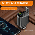 thumbnail image 2 of Swayvoo retractable Car Charger 4in1 Fast USB C Car Phone Charger Adapter with Dual Type C Charger, Compatible with iPhone 17 16 15 14 13 12 11, Galaxy & Pixel No Light, 2 of 7