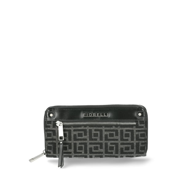 Fiorelli Women’s Kate Zipper Wallet, Black Jacquard