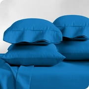 Bare Home Pillowcase Set - Premium 1800 Collection - Double Brushed - Ultra Soft - King Size, Medium Blue, 4 Count