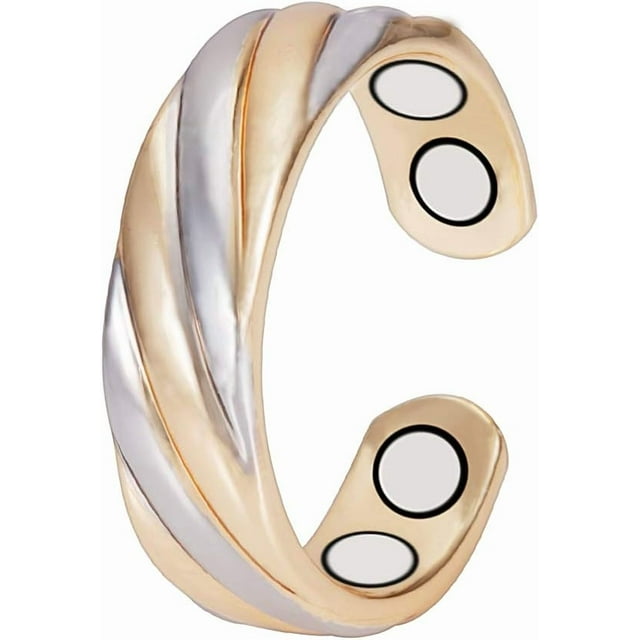 EnerMagiX Copper Rings for Women, Pure Copper Tricolor Gold Adjustable Magnetic Ring Jewelry (0949), Copper