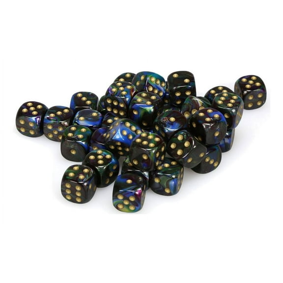 DND Dice Set-Chessex D&D Dice-12mm Lustrous Shadow and Gold Plastic Polyhedral Dice Set-Dungeons and Dragons Dice Includes 36 Dice – D6 (CHX27899)
