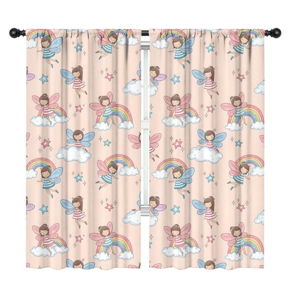 Blackout Kids Curtains,Light Pink Fairy Pattern Childrens Insulated Curtains Set Of 2,Bedroom Essentials,Toddler Room Decor 42"x84"