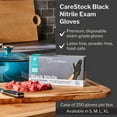 thumbnail image 2 of CareStock Black Nitrile Exam Gloves - Ultra-Strong with Slip-Resistant Textured Grip - Disposable Powder-Free Medical Gloves for Cooking & Healthcare, Medium, 250 Count, 1 Box, 2 of 8