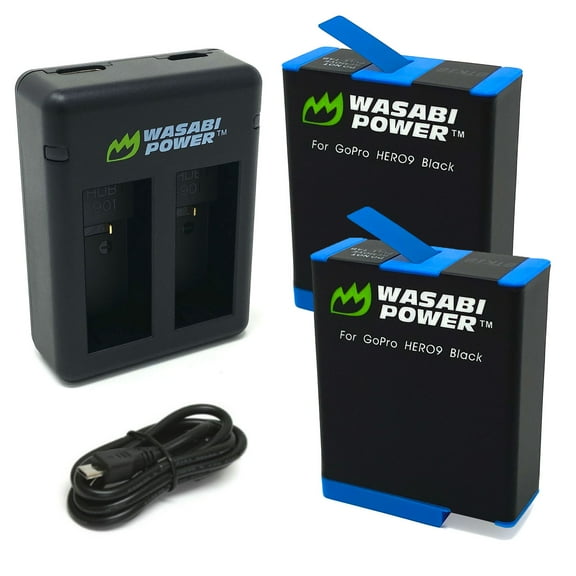Wasabi Power Battery (2-Pack) and Dual Charger for GoPro HERO12 Black, HERO11, HERO10, HERO9