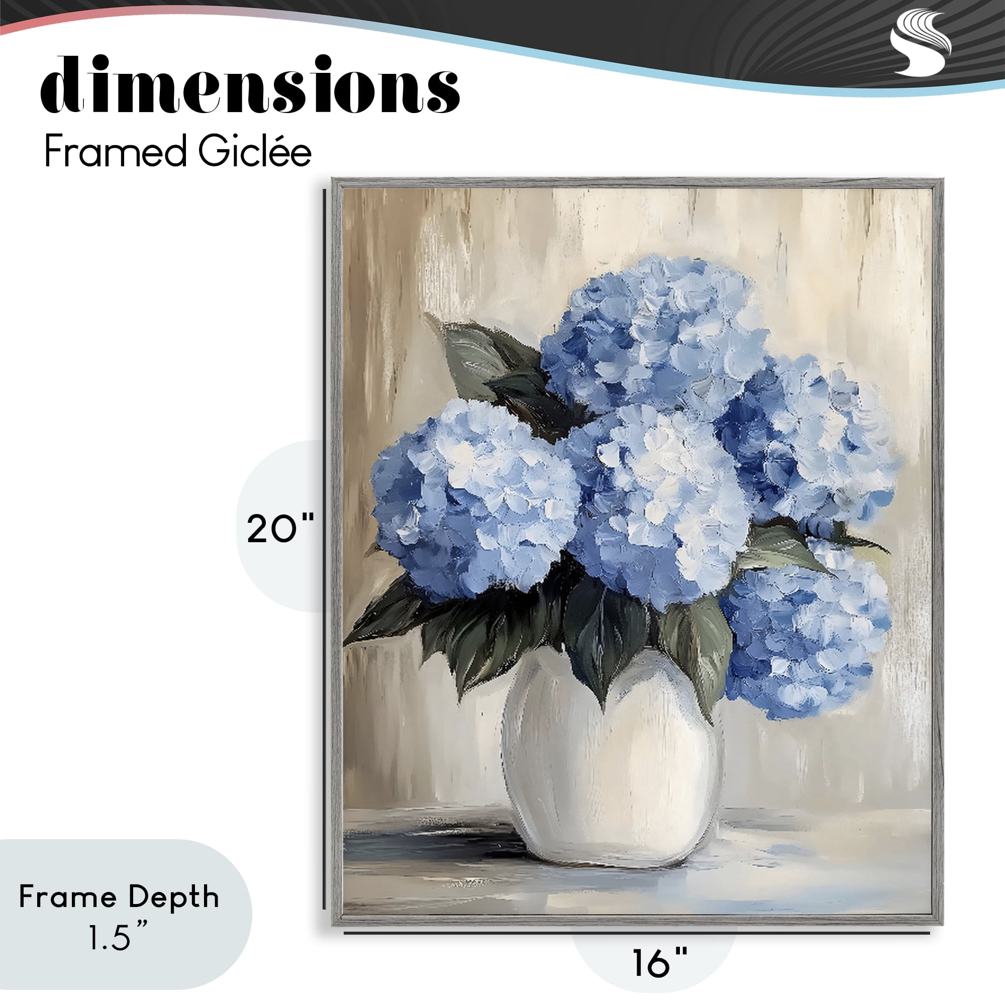 Stupell Industries Painted Hydrangeas in White Vase Gray Framed Giclee Art, design by Creative Studio