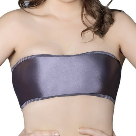 

Ladies Oily Gloss Tube Elastic Stretch Bra Crop Top Tight Underwear