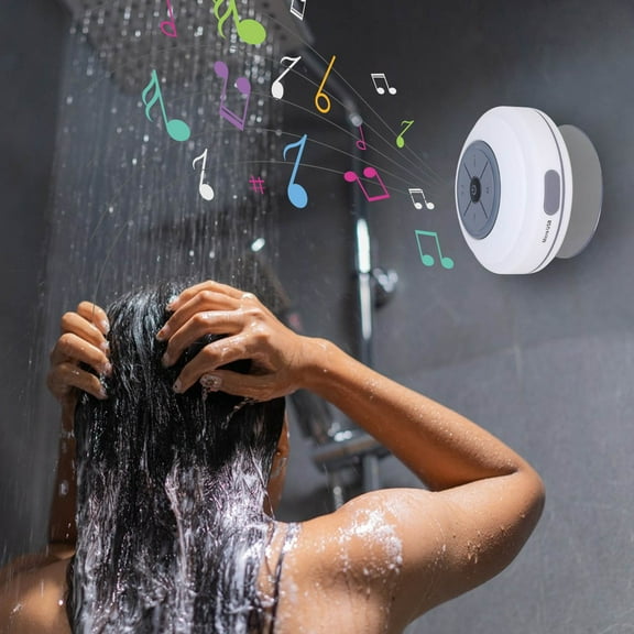 Latrodar Bluetooth Wireless Speaker LED Creative Speaker With Sucker White 3.6x3.6 Inch Home Decor