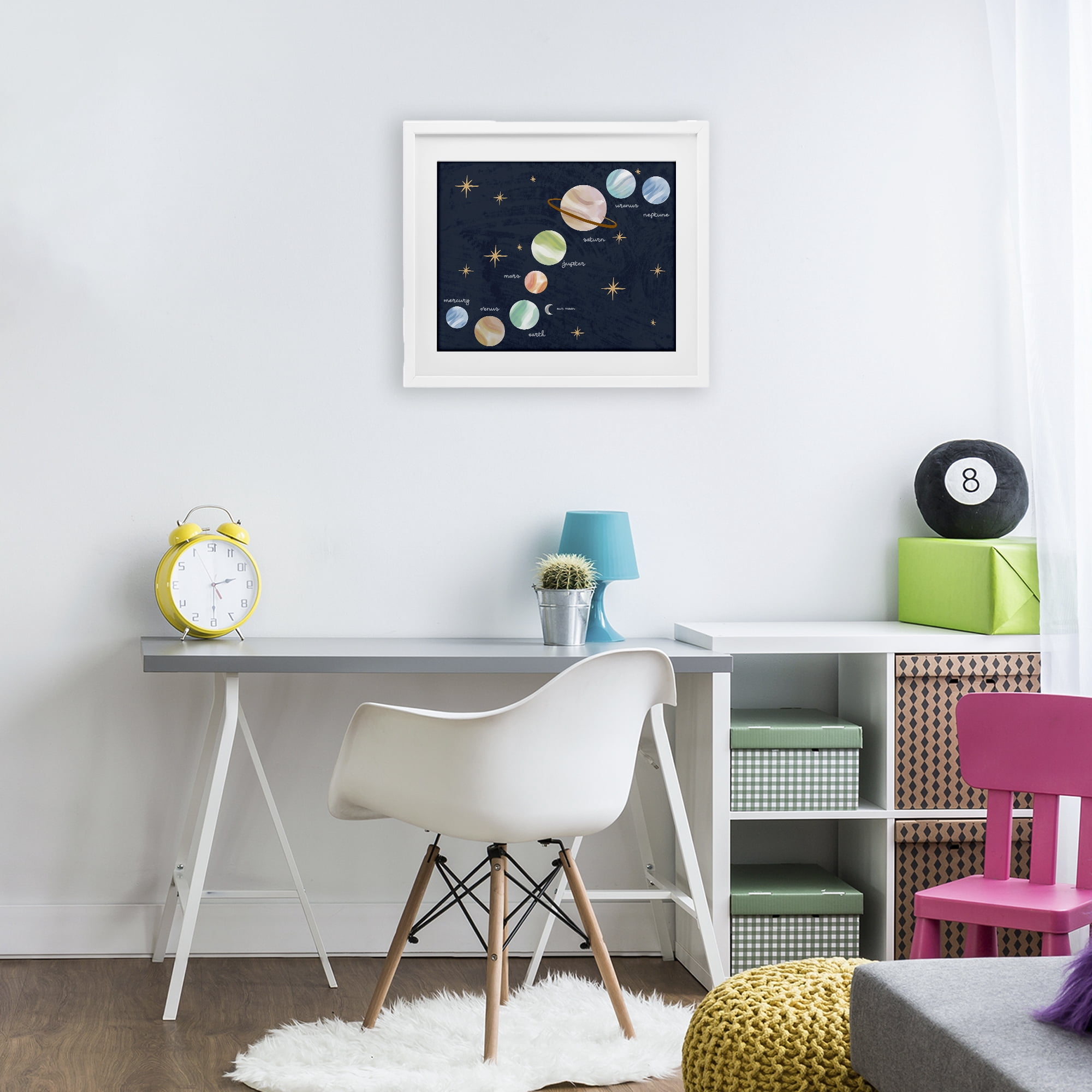 Stupell Industries Educational Space System White Framed Print Under Glass, design by Lil' Rue