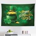 thumbnail image 1 of St. Patrick's Day Tapestry, Abstract Cartoon Happy Leprechaun Sliding Down Rainbow Gold and Shamrock, Fabric Wall Hanging Decor for Bedroom Living Room Dorm, 2 Sizes, Multicolor, by Ambesonne, 1 of 1