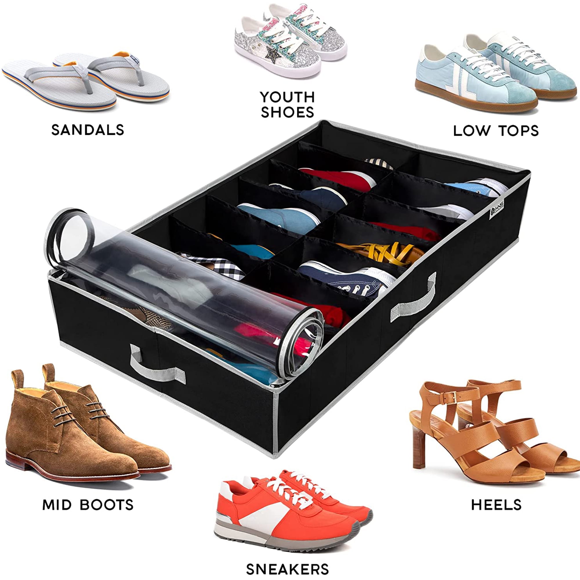 Hold N' Storage Under Bed Shoe Organizer Hidden Shoes Storage Gray, Adult Unisex, Size: 36.5 x 23.5 x 5.25