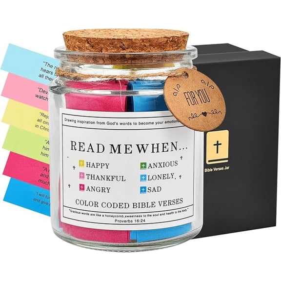 Daletu "Read Me When" Bible Verses Jar, Christian Devotional Glass Bottle, Rustic Home Decor, Inspirational Gift