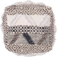 thumbnail image 3 of Benjara Ottoman Pouf, 16 Inch, Boho Design, White Beige Woven Wool, Bead Fill, 3 of 5