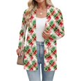 thumbnail image 3 of Women's Christmas Printed Lightweight Cardigan Long Sleeve Casual Loose Thin Fit With Pockets Jacket for Holiday Comfort and Everyday Wear,Light Green,S, 3 of 4