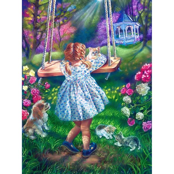 Cuadros Decorativos (DF4022) 5D DIY Taladro Completo Pintura Diamante Punto de Cruz Bordado Manualidades (Child02) 30x40cm Likrtyny embutido en tela