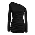 thumbnail image 4 of DHFJKG Wedding Guest Dress Women Off The Shoulder Long Sleeve Bodycon Asymmetrical Party Gown Mini Dress 2026 Spring Fall Comfort Dresses, 4 of 5