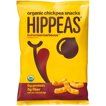 HIPPEAS Vegan Bohemian Barbecue Puffs, Organic Chickpea Snacks, 1.5 oz Bag