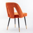 thumbnail image 7 of UHOMEPRO Dining Chair Set of 2, Modern Upholstered Velvet Kitchen Chairs Set, Armless Side Chair with Nailhead Trim and Metal Legs for Living Room Kitchen, Orange, 7 of 7