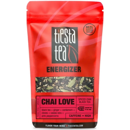 - Tiesta Tea Energizer, Chai Love, Loose Leaf Black Tea Blend, High Caffeine, 1.9 Ounce Pouch