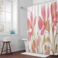 thumbnail image 5 of Watercolor Spring Pink Flower Fabric Shower Curtain Floral Leaf Washable Shower Curtains for Bathroom, Waterproof Bath Curtain with Hooks Home Decor 36x72in, 5 of 8