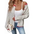 thumbnail image 2 of Women'S Button Down Knit Cardigan Sweaters Crew-Neck Long-Sleeve Casual Jumper Outwears Light Gray S, 2 of 9