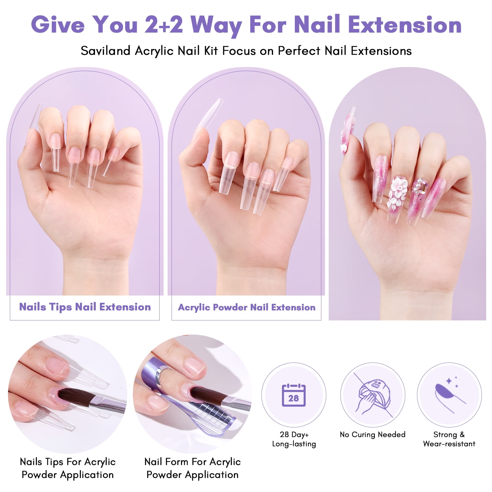 Saviland Acrylic Nail Kit Complete Set with Drill - Acrylic Powder and Acrylic Liquid Set with Acrylic Nail Brush, Electric Nail Drill, Nail Tips, Acid-Free Primer and Top Coat with Everything