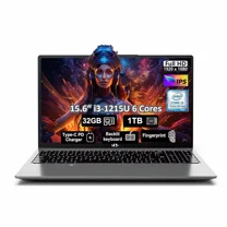 15.6" IPS FHD-Business-Laptop, Intel 6 Core i3-1215U 32GB RAM 1TB SSD (Beat i5-1135G7, Up to 4.4GHz) Computer with Backlit Keyboard Fingerprint 65W Type C Wi-Fi 6 Numpad Win 11