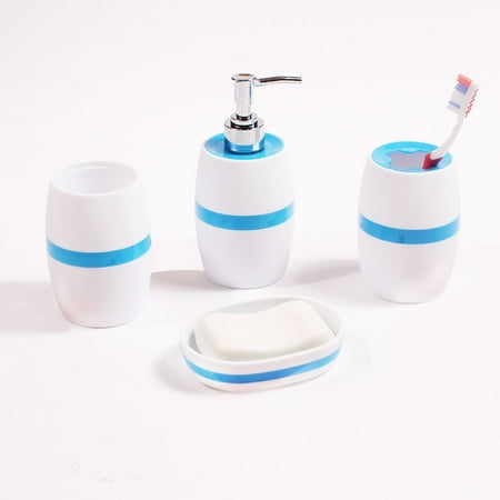 Mainstays Panel Stripe 4 Piece Bath Accessory Set, Multiple Colors