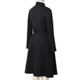 thumbnail image 4 of Afinprain Womens Clergy Long Sleeve A‑Line Dress with Tab Collar Tie Belt Side Buttons, 4 of 7