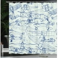 thumbnail image 4 of Ambesonne Nostalgic Shower Curtain, Old Airplane Drawing, 69"Wx84"L, Violet Blue Turquoise, 4 of 5