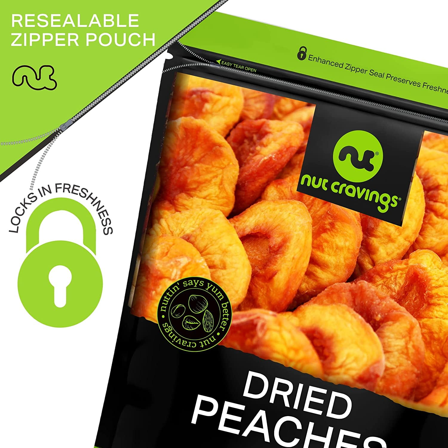 Nut Cravings Sun Dried California Peaches, No Sugar Added (32oz - 2 lbs)