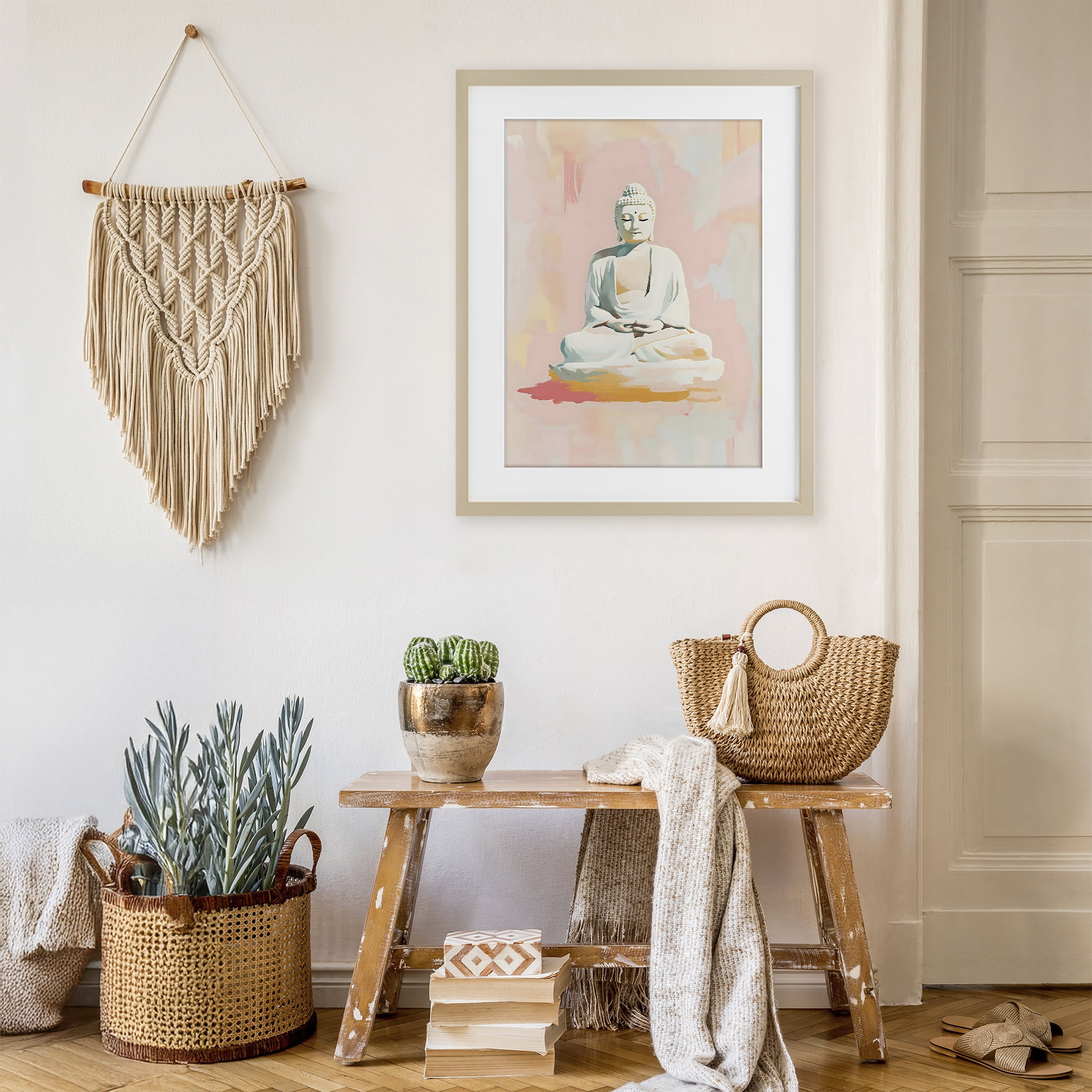 Stupell Industries Pastel Buddha In Quiet Meditation Birch Framed Print Under Glass, design by The Prints Vibe