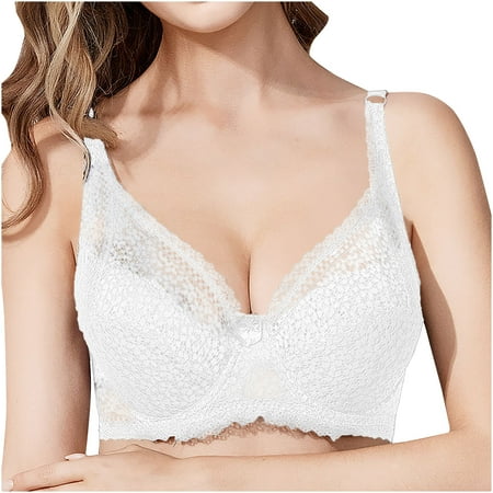 Push up Sports Bras for Women Back-Smoothing Bra Feature V-Neck Nursing Bra Style W-430 Hook and Eye Closure Workout Sports Bra White 95