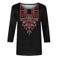 thumbnail image 4 of Penkiiy Women’s Mexican Embroidered Tops for Women Boho Blouse for Women Summer 3/4 Sleeve Floral Hippie Shirts Tunics,Vintage Floral Tunic Shirts, Flowers Embroidery Blouses M Black, 4 of 5
