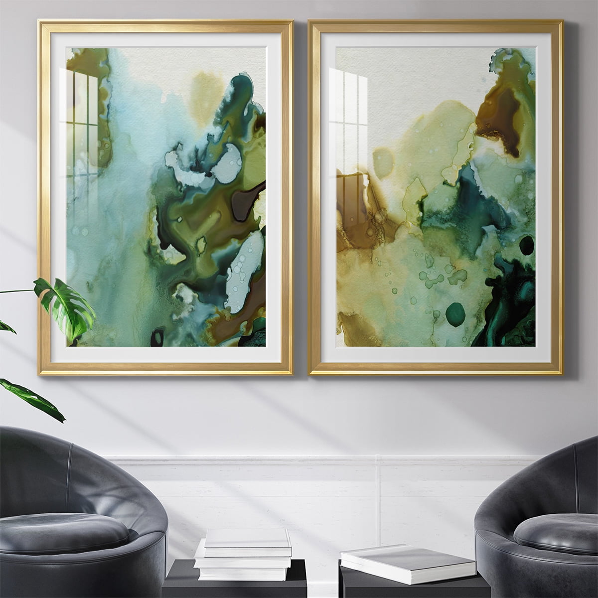 Wexford Home Water and Earth I Premium Framed Print, 18.5" x 24.5" - Ready to Hang, Gold (Set of 2)