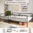 thumbnail image 2 of Litera GarveeHome de metal con cama doble y escalera, color negro y gris, 2 of 8