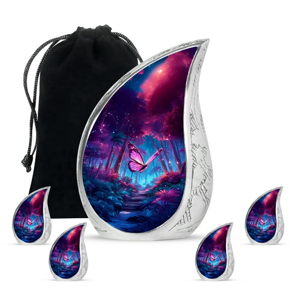 SABURIAL Butterfly Urn - Decorative Urn For Ash Adult Female - Unique Handmade Funeral Urns For Adults - Mini Urns For Human Ashes Adult Female - Combo - 10 Inch Large & 3 Inch