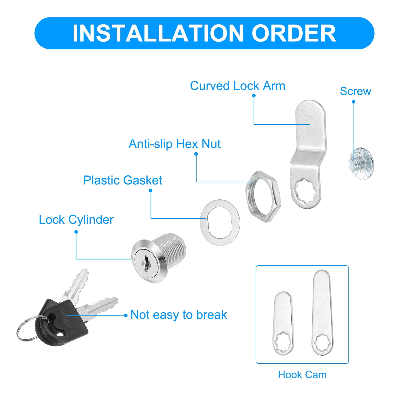 Uxcell Keyed Alike Cabinet Locks 3/4 Inch with Key for RV Drawer Storage, Silver 8 Pack