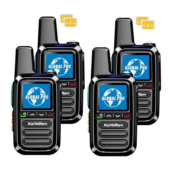 Kayotom Walkie Talkie Global Unlimited Range Long Distance Two Way Radio Lifetime Free SIM Card 4Pcs